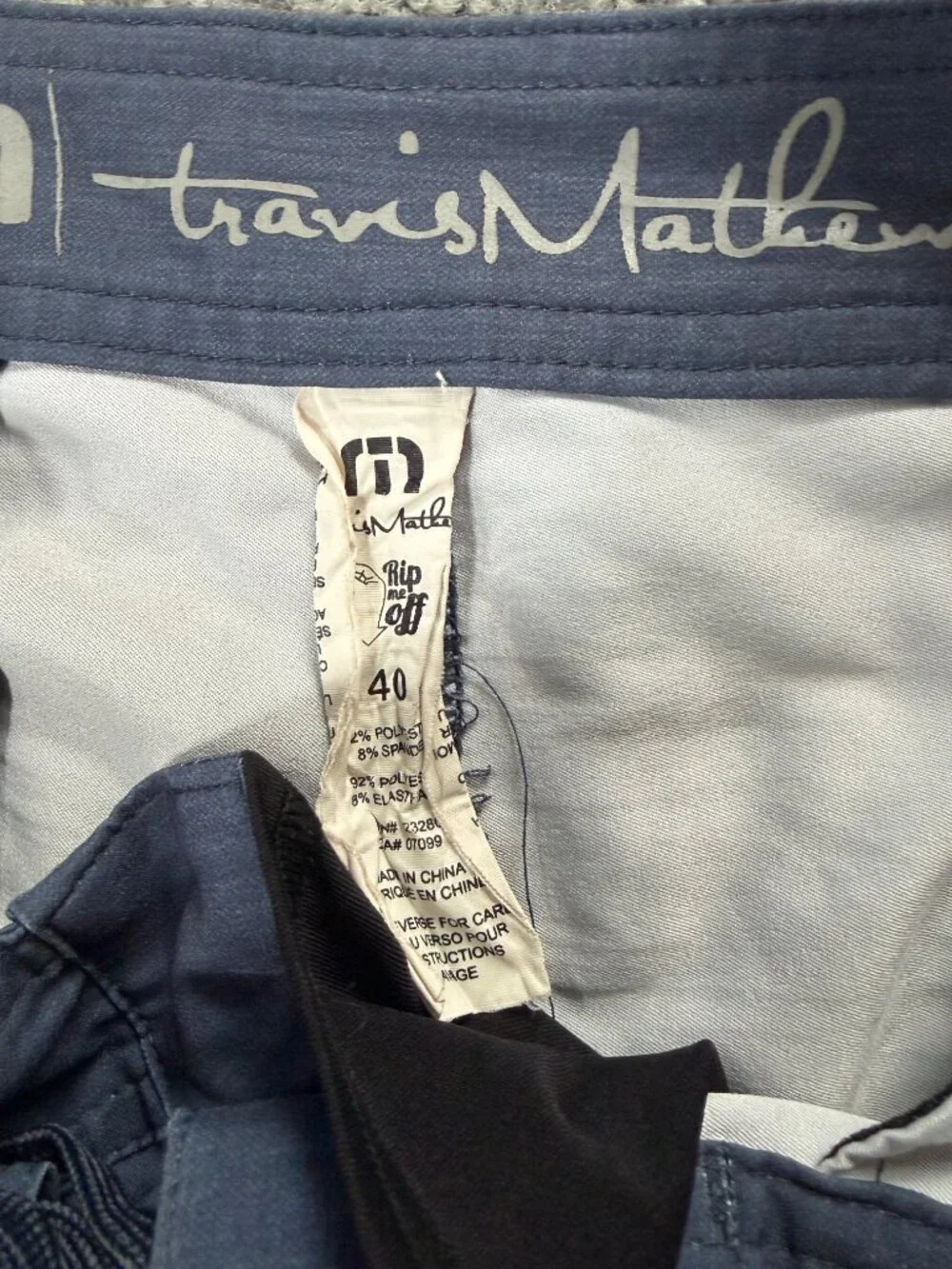 Travis Mathew Navy Swim Trunks - Tropical Art Design - Men's Size 40 - VGUC